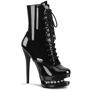 Noir 15,5 cm BLONDIE-R-1020 bottines  plateforme lacets talon en verni