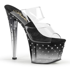 Noir 18 cm STARDUST-702T Pierre strass plateforme mules femme