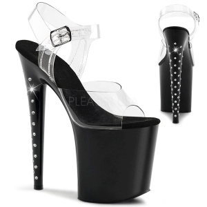 Noir 20 cm FLAMINGO-808LS chaussures  talons plateforme strass