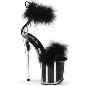 Noir 20 cm FLAMINGO-824F sandales  talons hauts et plumes pole dance