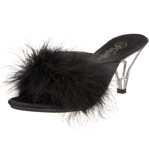 Noir 8 cm BELLE-301F plumes de marabout Mules Chaussures