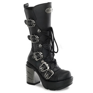 Noir 9 cm SINISTER-203 plateformes bottes  boucles pour femmes