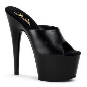 Noir Cuir 18 cm ADORE-701 Plateforme Mules Hautes