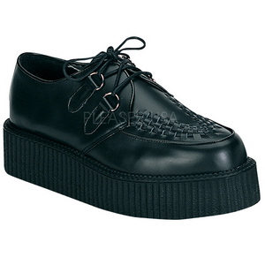 Noir Cuir 5 cm CREEPER-402 Chaussures Creepers Hommes Plateforme
