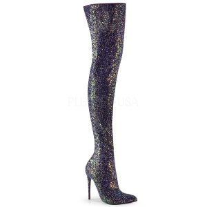 Noir Glitter 13 cm COURTLY-3015 bottes cuissardes pleaser