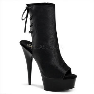 Noir Mat 15 cm DELIGHT-1018 Plateforme Bottines