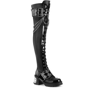 Noir Mat 7 cm BRATTY-304 bottes cuissardes emo punk