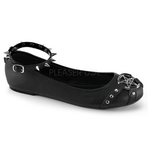 Noir Mat STAR-23 chaussures ballerines gothique talons plates
