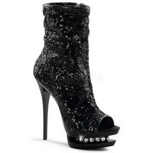 Noir Paillettes 15,5 cm BLONDIE-R-1008 Plateforme Bottines Femmes