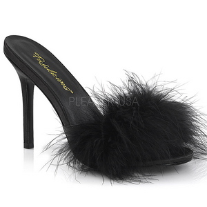 Noir Plumes 10 cm CLASSIQUE-01F Chaussures Mules pour Hommes
