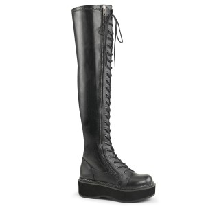 Noir Similicuir 5 cm EMILY-375 bottes cuissardes  lacets