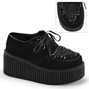 Noir Similicuir CREEPER-216 Chaussures Creepers Femmes Plateforme
