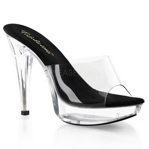 Noir Transparent 14 cm COCKTAIL-501 Mules Talons Aiguilles