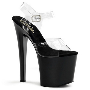 Noir Transparent 19 cm TABOO-708 Plateforme Haut Talon