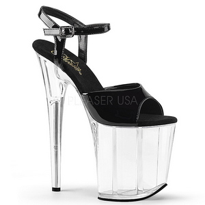 Noir Transparent 20 cm Pleaser FLAMINGO-809 Talons Hauts Plateforme