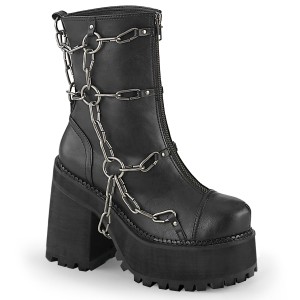 Noir Vegan 12 cm ASSAULT-66 bottines  talons pais plateforme lolita