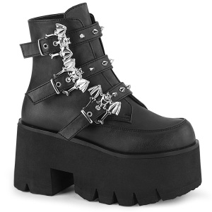 Noir Vegan 9 cm ASHES-55 bottines demonia plateforme