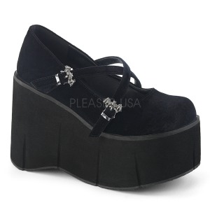 Noir Velours 11,5 cm KERA-10 chaussures lolita plateforme