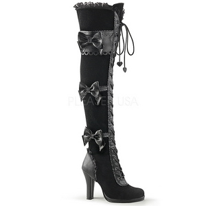 Noir Velours 9,5 cm GLAM-300 Bottes Cuissardes Talons Hauts