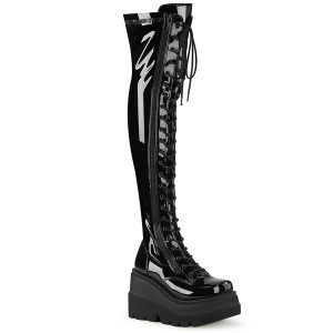 Noir Verni 11,5 cm SHAKER-374 bottes cuissardes  lacets