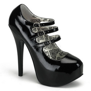 Noir Verni 14,5 cm Burlesque TEEZE-05 Chaussures pour femmes a talon