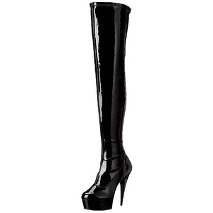 Noir Verni 15,5 cm DELIGHT-3000 Bottes Cuissardes Talons Hauts