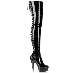 Noir Verni 15,5 cm DELIGHT-3063 Cuissardes Bottes Plateforme