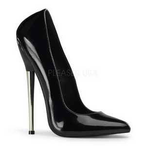 Noir Verni 16 cm DAGGER-01 Chaussures Stilettos Escarpins Femmes