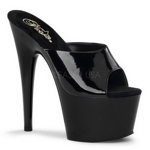 Noir Verni 18 cm ADORE-701 Plateforme Mules Hautes