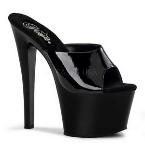 Noir Verni 18 cm PLEASER SKY-301 Plateforme Mules Hautes