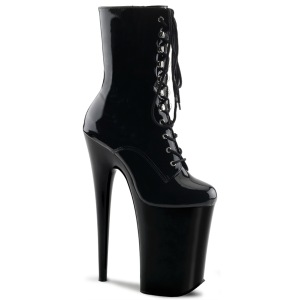 Noir Verni 23 cm INFINITY-1020 talons trs hauts - bottines plateforme extrme