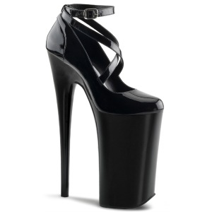 Noir Verni 25,5 cm BEYOND-087 talons trs hauts - escarpins plateforme extrme