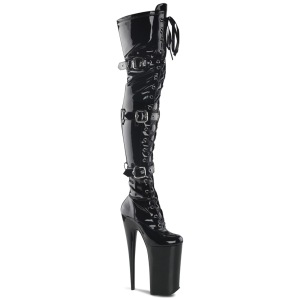 Noir Verni 25,5 cm BEYOND-3028 bottes trs hauts - cuissardes plateforme extrme