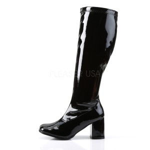 Noir Verni 7,5 cm GOGO-300WC bottes femme mollets et jambes larges