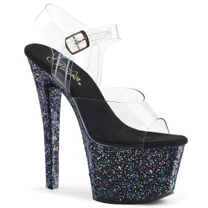 Noir paillettes 18 cm Pleaser SKY-308LG chaussure  talons de pole dance