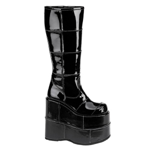 Noir vinyle 18 cm STACK-301 bottes demonia - bottes de cyberpunk unisex