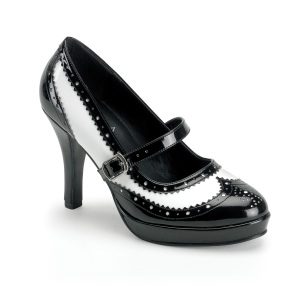 Noirs blanc 10,5 cm CONTESSA-06 escarpins mary jane rockabilly gangster