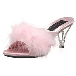 Pink 8 cm BELLE-301F plumes de marabout Mules Chaussures