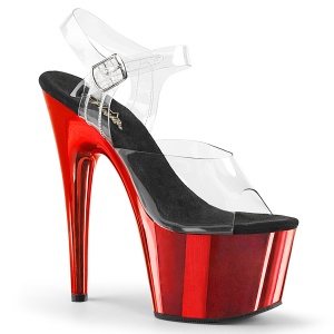 Plateforme chrom rouge 18 cm Pleaser ADORE-708 talons hauts de stripteaseuses