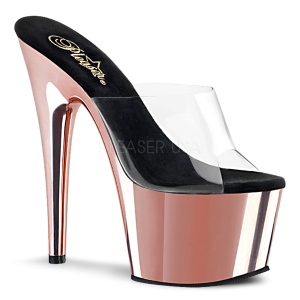 Rose 18 cm ADORE-701 Chrome Plateforme Mules Chaussures