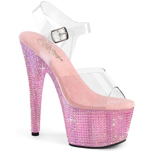 Rose 18 cm BEJEWELED-708RRS chaussure talon haut pole dance strass plateforme