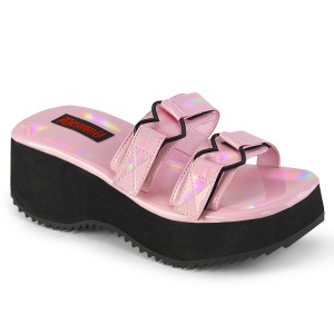 Rose 6,5 cm DEMONIA FLIP-12 mules plateforme de emo gothic