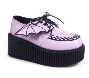 Rose 7,5 cm CREEPER-205 chaussures creepers femmes ailes de chauve-souris
