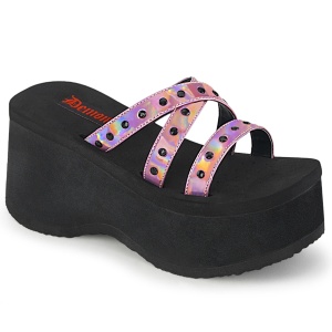 Rose 9 cm DEMONIA FUNN-19 mules plateforme de gothic