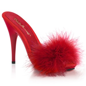 Rouge 13 cm POISE-501F plumes de marabout Mules Chaussures