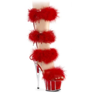 Rouge 18 cm ADORE-728F sandales  talons hauts et plumes pole dance