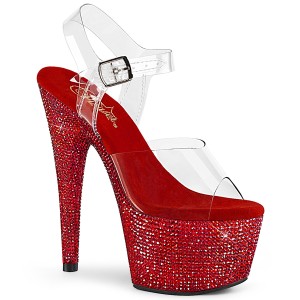 Rouge 18 cm BEJEWELED-708DM chaussures  talons plateforme strass