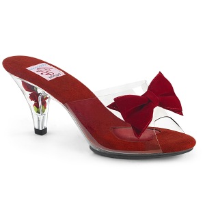 Rouge 7,5 cm BELLE-301BOW Pinup mules femmes avec noeud papillon