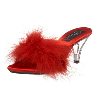 Rouge 8 cm BELLE-301F plumes de marabout Mules Chaussures