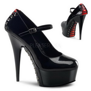 Rouge Noir 15,5 cm DELIGHT-687FH Mary Jane Escarpins Chaussures